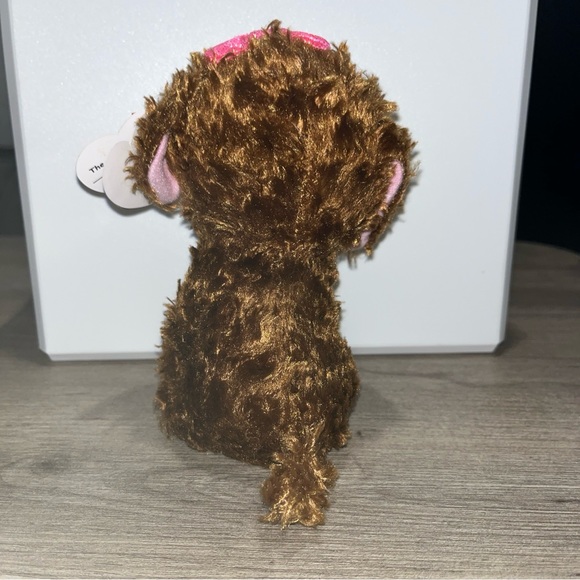 NWT Ty Beanie Boo “Maddie” the Brown Dog with Pink Bow-6 inch-Mint Tags Attached - Picture 2 of 6